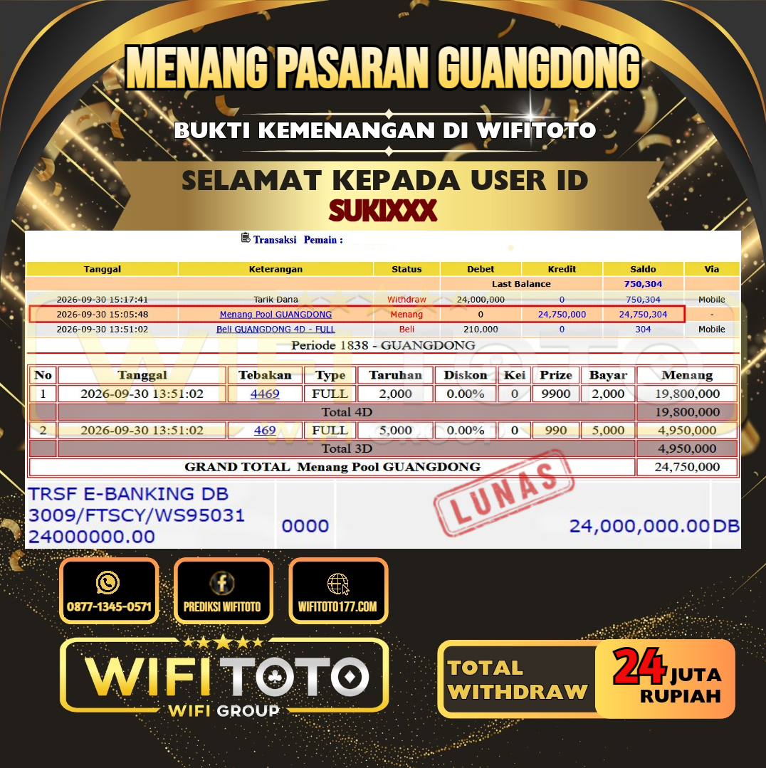 WIFITOTO JACKPOT TOGEL PASARAN GUANGDONG RP.24.000.000,- LUNAS USER ID :  SUKI***